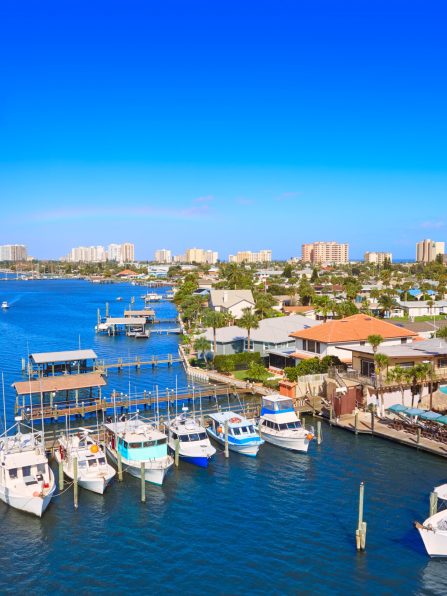 Daytona Beach in Florida aerial at Port Orange marina of USA